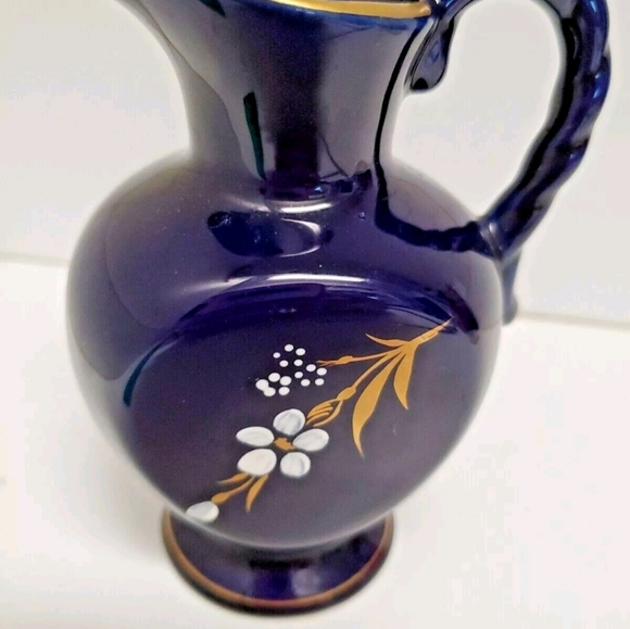 Echt Kobalt Cobalt Blue Vintage Porcelain Vase/Pitcher 4.25" Pre-owned - Picture 1 of 7
